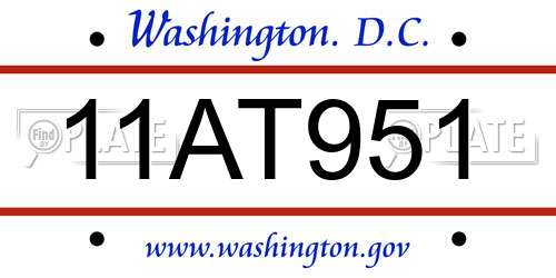 11AT951 District Of Columbia License Plate