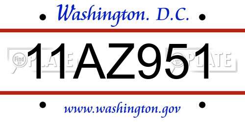11AZ951 District Of Columbia License Plate