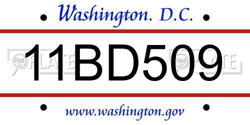 11BD509 District Of Columbia License Plate