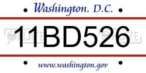 11BD526 District Of Columbia License Plate