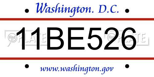 11BE526 District Of Columbia License Plate