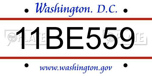 11BE559 District Of Columbia License Plate
