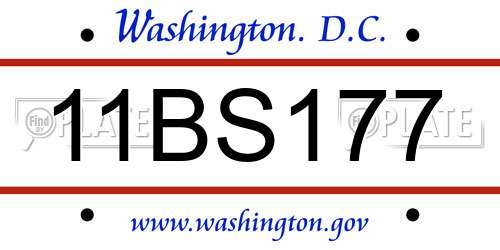 11BS177 District Of Columbia License Plate