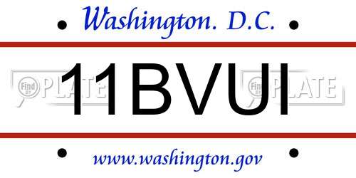 11BVUI District Of Columbia License Plate