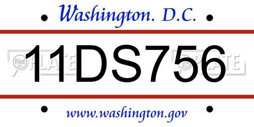 11DS756 District Of Columbia License Plate