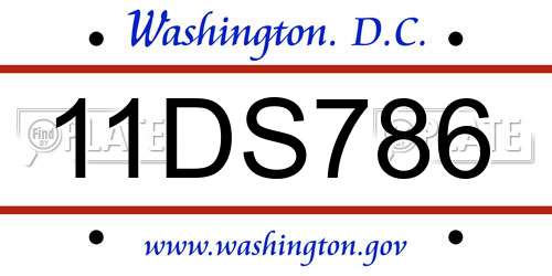 11DS786 District Of Columbia License Plate