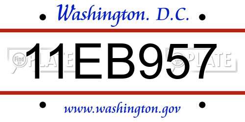 11EB957 District Of Columbia License Plate