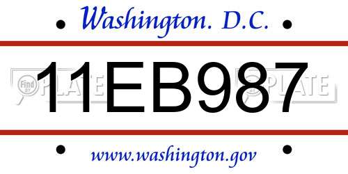11EB987 District Of Columbia License Plate