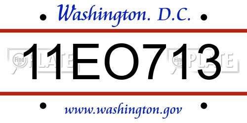 11EO713 District Of Columbia License Plate