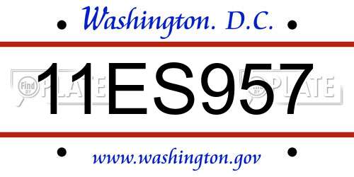 11ES957 District Of Columbia License Plate