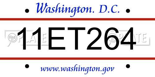 11ET264 District Of Columbia License Plate