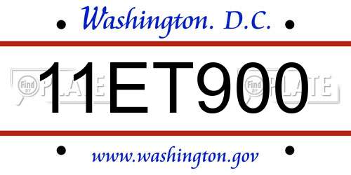 11ET900 District Of Columbia License Plate