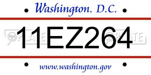 11EZ264 District Of Columbia License Plate