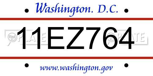 11EZ764 District Of Columbia License Plate