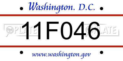 11F046 District Of Columbia License Plate