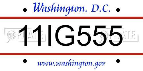 11IG555 District Of Columbia License Plate