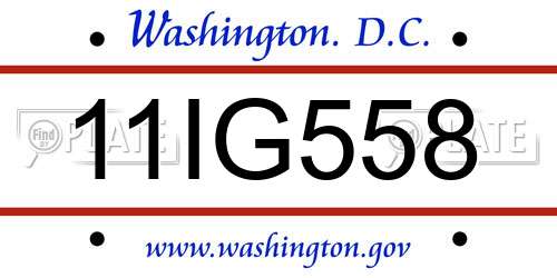 11IG558 District Of Columbia License Plate