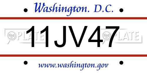 11JV47 District Of Columbia License Plate