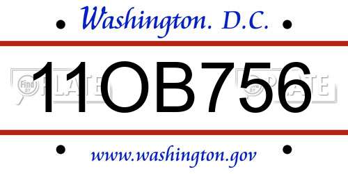 11OB756 District Of Columbia License Plate