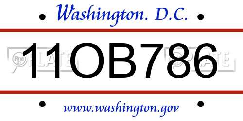 11OB786 District Of Columbia License Plate