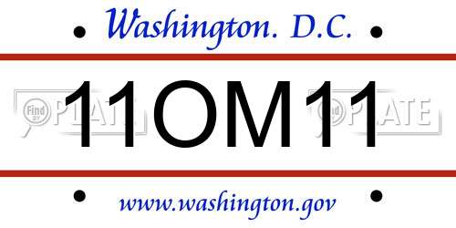11OM11 District Of Columbia License Plate