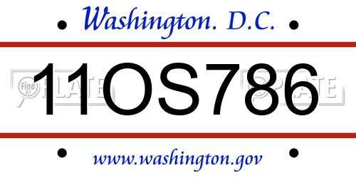 11OS786 District Of Columbia License Plate