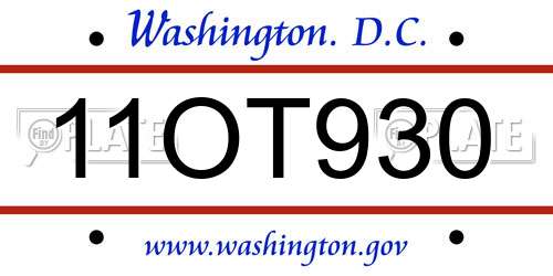 11OT930 District Of Columbia License Plate