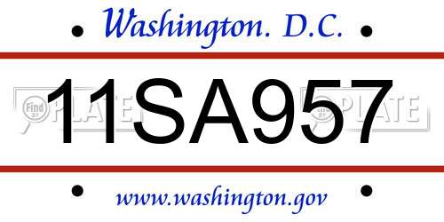 11SA957 District Of Columbia License Plate