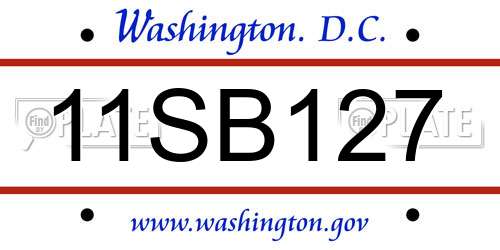 11SB127 District Of Columbia License Plate