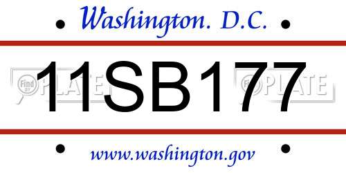11SB177 District Of Columbia License Plate