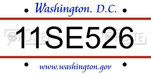 11SE526 District Of Columbia License Plate