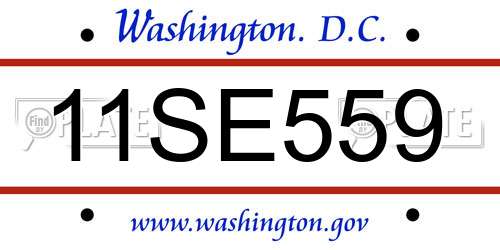 11SE559 District Of Columbia License Plate