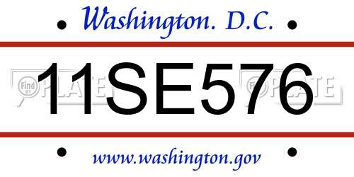 11SE576 District Of Columbia License Plate