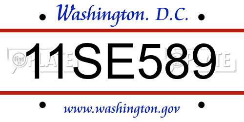 11SE589 District Of Columbia License Plate