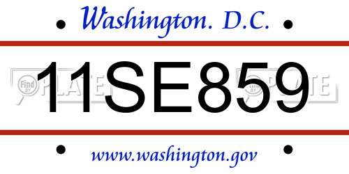 11SE859 District Of Columbia License Plate