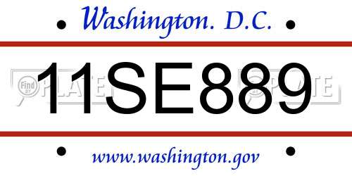 11SE889 District Of Columbia License Plate
