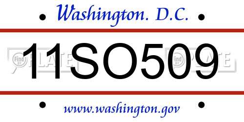 11SO509 District Of Columbia License Plate