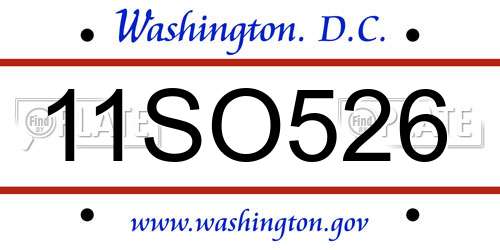 11SO526 District Of Columbia License Plate