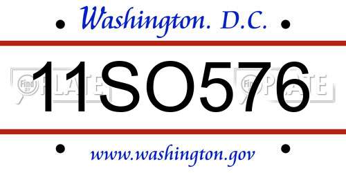 11SO576 District Of Columbia License Plate