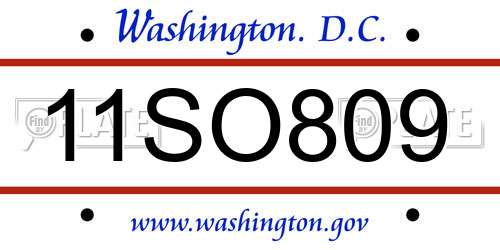 11SO809 District Of Columbia License Plate