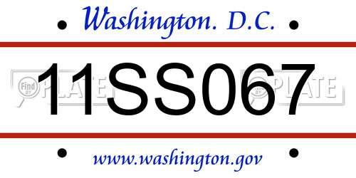 11SS067 District Of Columbia License Plate