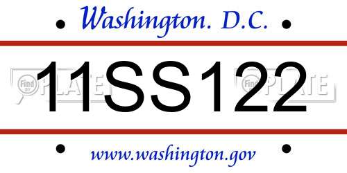 11SS122 District Of Columbia License Plate
