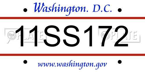 11SS172 District Of Columbia License Plate