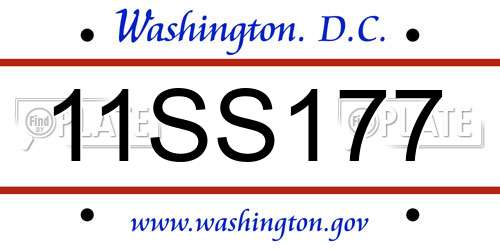 11SS177 District Of Columbia License Plate