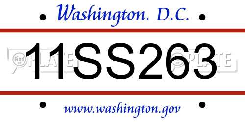 11SS263 District Of Columbia License Plate