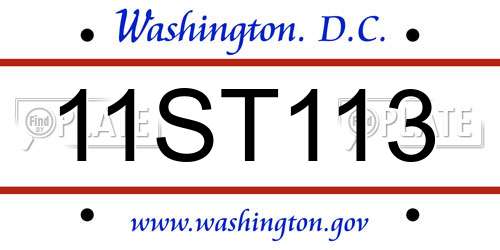 11ST113 District Of Columbia License Plate