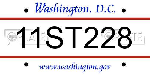 11ST228 District Of Columbia License Plate