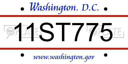 11ST775 District Of Columbia License Plate