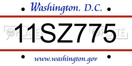 11SZ775 District Of Columbia License Plate