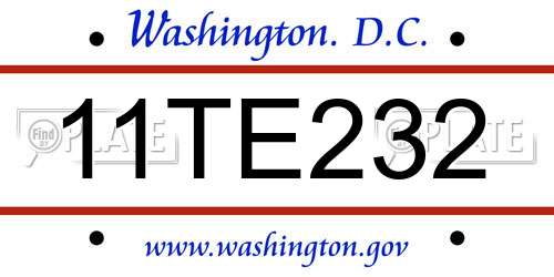 11TE232 District Of Columbia License Plate